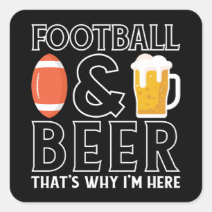 American Football & Beer Lover Funny Square Sticker