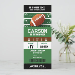 American Football Birthday Party Ticket Invitation