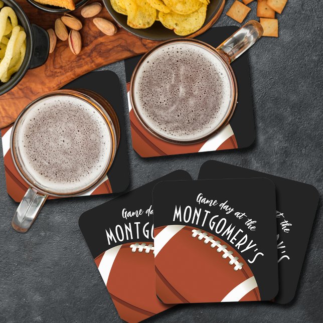 American Football Black Square Paper Coaster (Creator Uploaded)