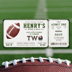 American Football Born 2 Ball 2nd Sports Birthday Invitation