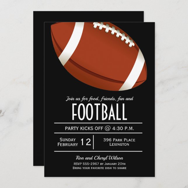 American Football Bowl Game Party Invitations (Front/Back)