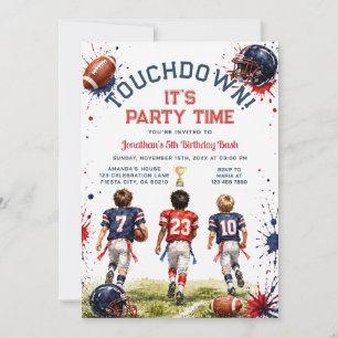 American Football Boy Touchdown 5th Birthday Party Invitation