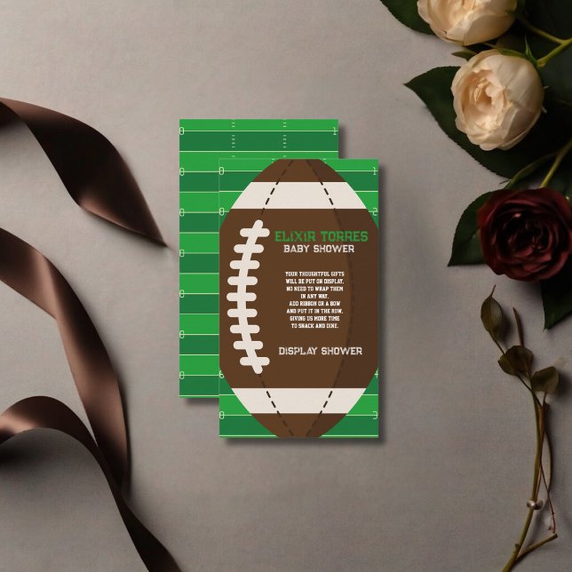 American Football Brown & Green Colour Baby Shower Enclosure Card (Creator Uploaded)