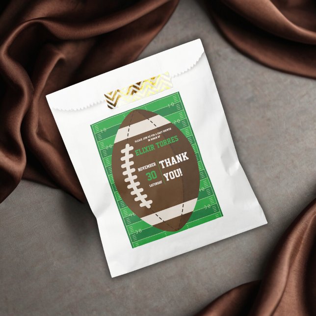 American Football Brown & Green Colour Baby Shower Favour Bag (Creator Uploaded)