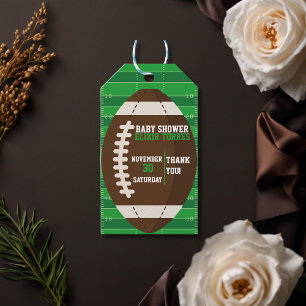 American Football Brown & Green Colour Baby Shower Gift Tags