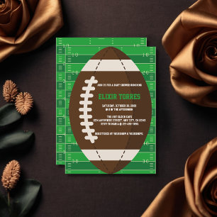 American Football Brown & Green Colour Baby Shower Invitation