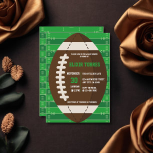 American Football Brown & Green Colour Baby Shower Invitation