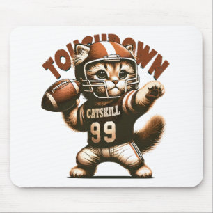 American Football Cat - Touchdown Purrfection Mouse Pad