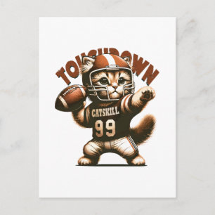 American Football Cat - Touchdown Purrfection Postcard