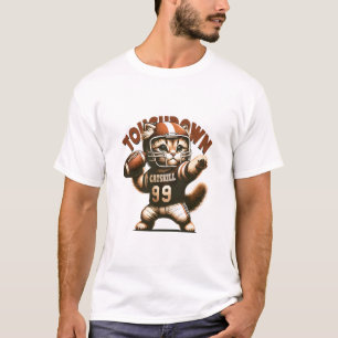 American Football Cat - Touchdown Purrfection T-Shirt