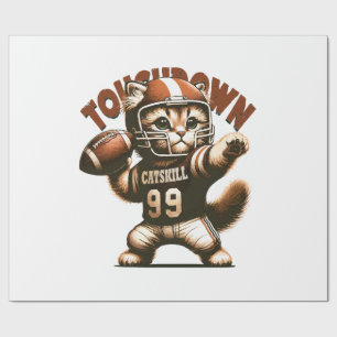 American Football Cat - Touchdown Purrfection Wrapping Paper