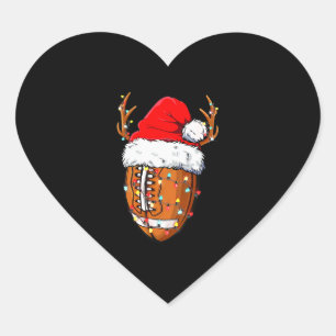 American Football Christmas Football Santa Hat Spo Heart Sticker