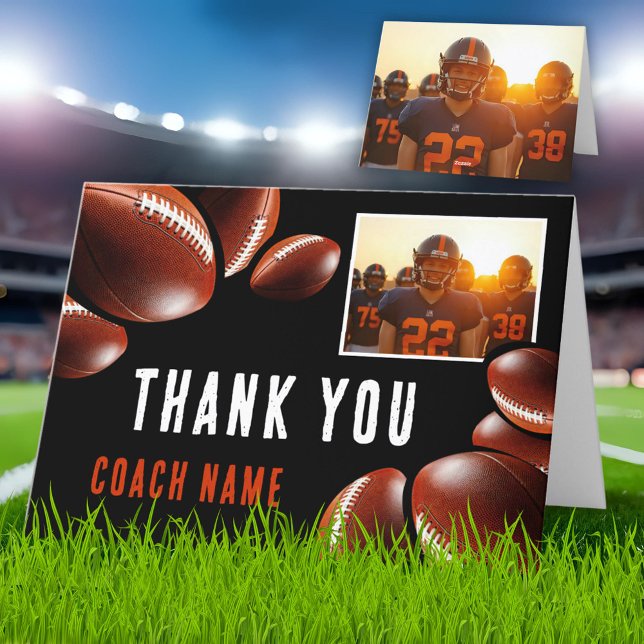 American Football Coach Name Photo Thank You Card (Creator Uploaded)