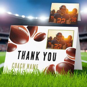 American Football Coach Name Photo Thank You Card