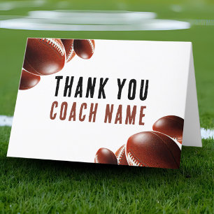 American Football Coach Name Thank You Card