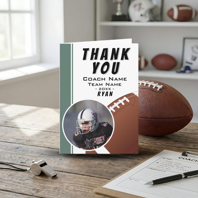 American Football Coach Team Player Thank You Card (Creator Uploaded)