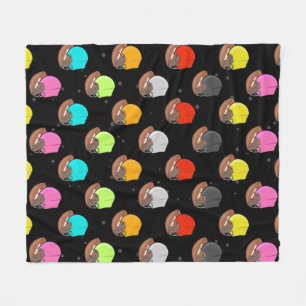 American Football - Colourful Helmets and Ball  Fleece Blanket