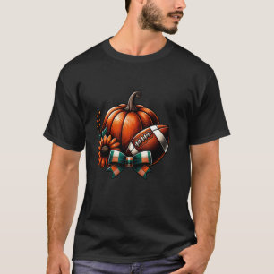 American Football Coquette Bow Pumpkin Thanksgivin T-Shirt