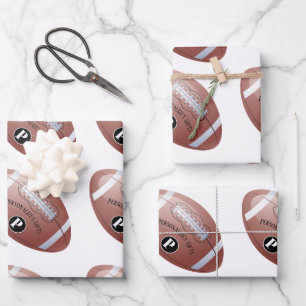 American Football Custom Monogram Name Wrapping Paper Sheet