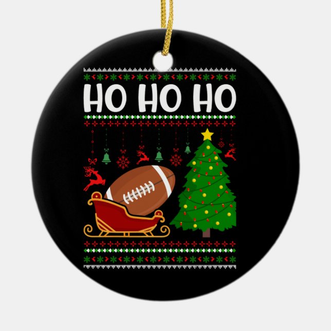 American football design ceramic ornament (Front)