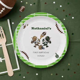 American Football dinosaur birthday Paper Plate