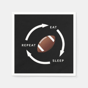 American Football Eat Sleep Repeat Sports Fan Role Napkin