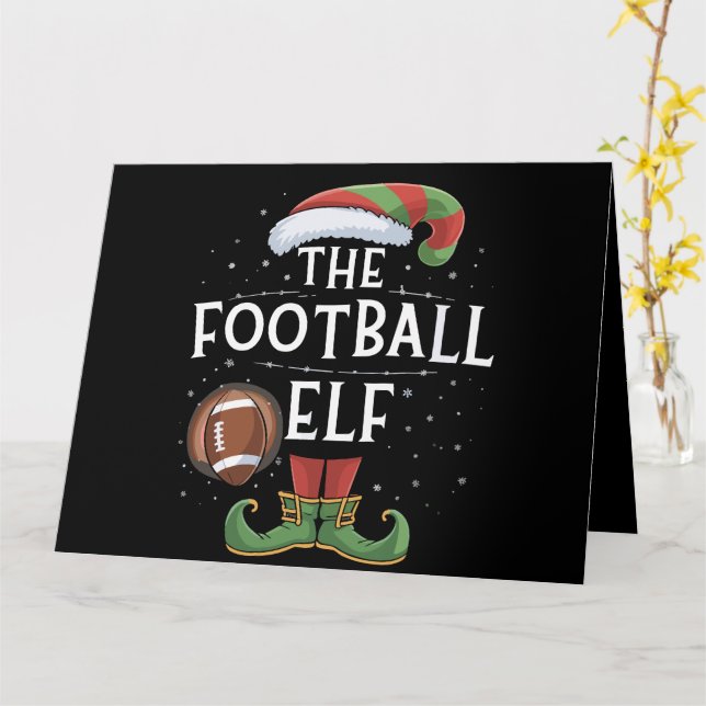 American Football Elf Family Matching Christmas  Card (Yellow Flower)