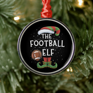 American Football Elf Family Matching Christmas  Metal Ornament