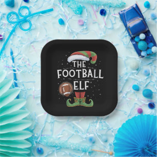 American Football Elf Family Matching Christmas Paper Plate
