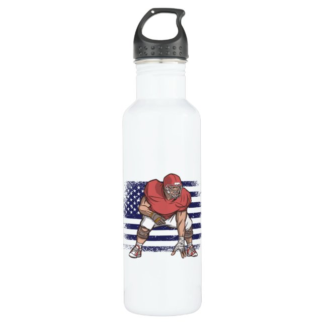 American Football Fan Jersey Shirt USA Flag 710 Ml Water Bottle (Front)