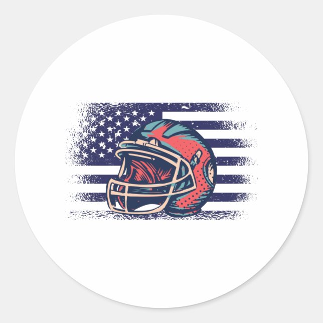American Football Fan Jersey Shirt USA Flag Classic Round Sticker (Front)