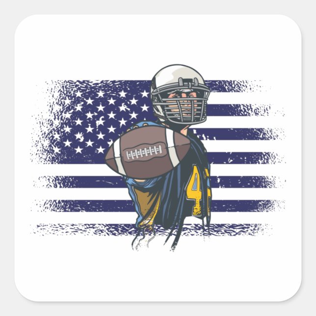 American Football Fan Jersey Shirt USA Flag Square Square Sticker (Front)