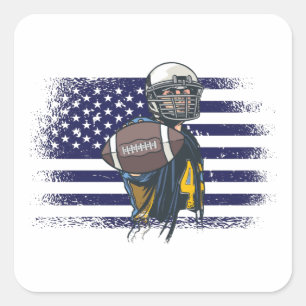 American Football Fan Jersey Shirt USA Flag Square Sticker