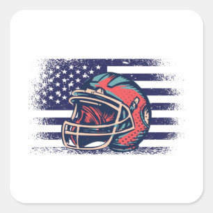 American Football Fan Jersey Shirt USA Flag Square Sticker