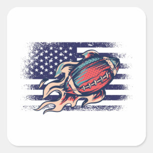 American Football Fan Jersey Shirt USA Flag Square Sticker