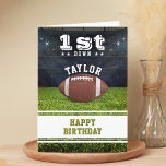 American Football Field 1st Birthday Party Thank You Card<br><div class="desc">American football field 1st birthday card.  Personalise it with you child's age.  Great for sports fans and players.</div>