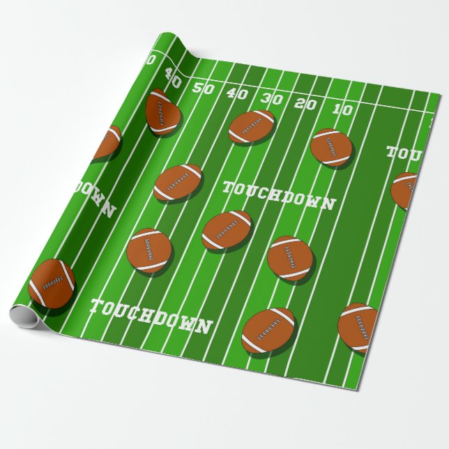American Football Field Footballs Sports Wrapping Paper (Unrolled)