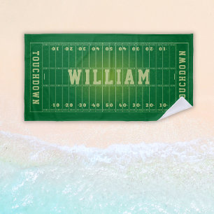 American Football Field Personalised Kids Beach Towel