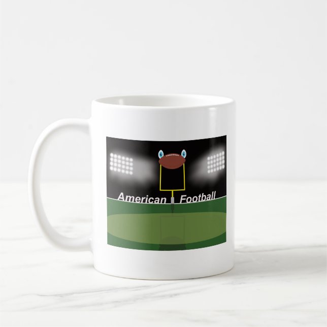American football field with goal and ball coffee mug (Left)