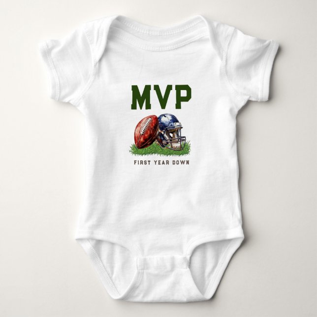 American Football First Year Down 1st Birthday Baby Bodysuit (Front)