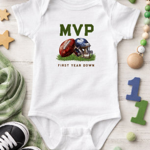 American Football First Year Down 1st Birthday Baby Bodysuit