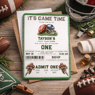 American Football First Year Down 1st Birthday Invitation