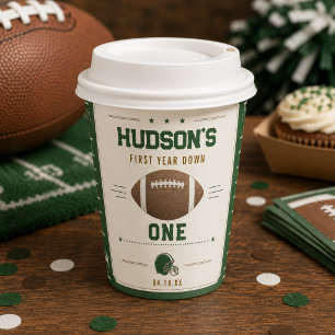 American Football First Year Down 1st Birthday Paper Cups