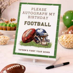 American Football First Year Down 1st Birthday Pedestal Sign