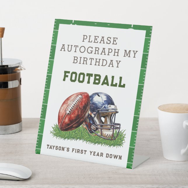 American Football First Year Down 1st Birthday Pedestal Sign (In SItu)