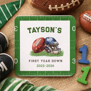 American Football First Year Down 1st Birthday Square Sticker