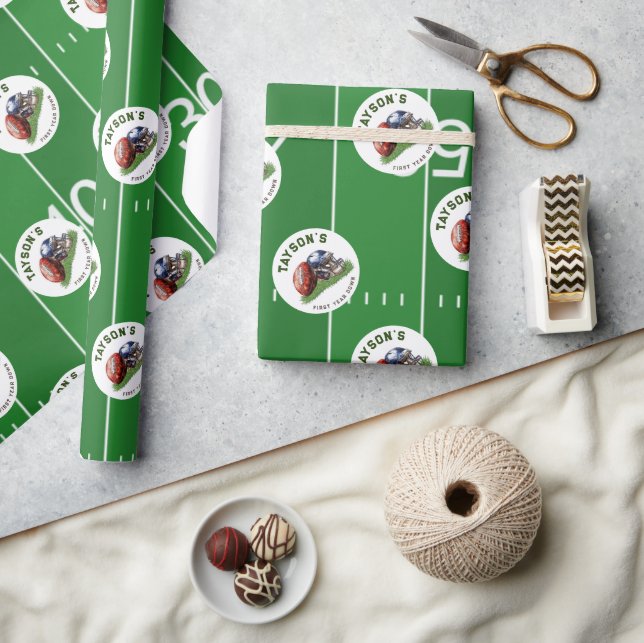 American Football First Year Down 1st Birthday Wrapping Paper (Crafts)