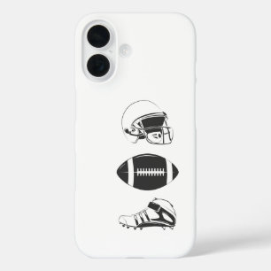 American Football Gear Silhouette Helmet Ball iPhone 16 Case