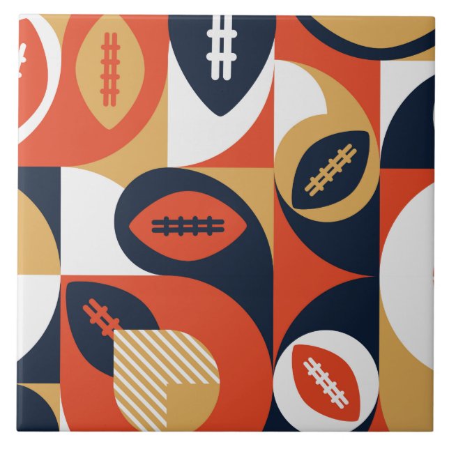 American Football Geometric Pattern Ceramic Tile (Front)