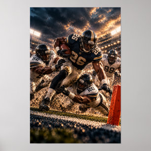 American Football Goal Line Dive – Dramatic Touchd Poster